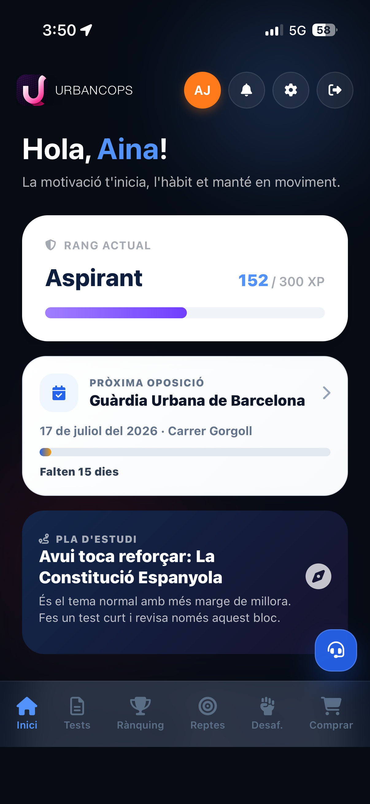 Pantalla d'inici d'UrbanCops